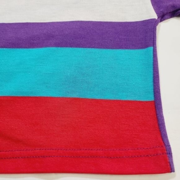 Vintage 80s 90s Circo Wide Striped Purple Red White Tshirt 2T - Picture 3 of 8